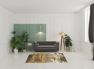 Homeroots 5' X 8' Gold Brown Rust Grey Blue And Beige Abstract Power Loom Stain Resistant Area Rug Gold,Brown Polyester 508642