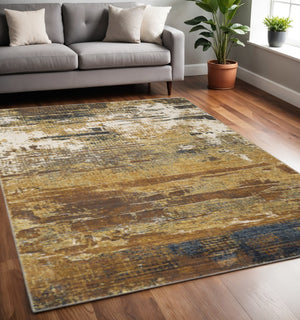 HomeRoots 2' Abstract Multicolor Power Loom Runner Rug - Stain Resistant, Durable, Modern Design for High Traffic Areas 5' X 8' 508642