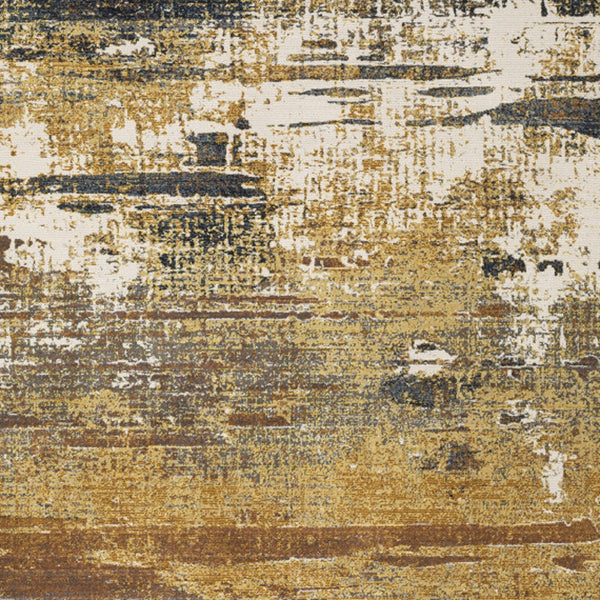 Homeroots 6' X 9' Gold Brown Rust Grey Blue And Beige Abstract Power Loom Stain Resistant Area Rug Gold,Brown Polyester 508643