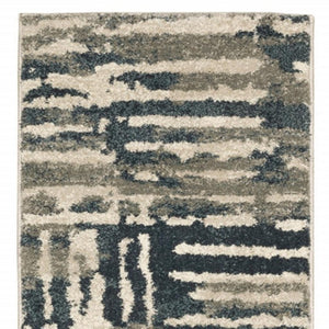 HomeRoots 2' Stylish Blue and Beige Abstract Power Loom Runner Rug - Stain Resistant for High-Traffic Areas 2'3" x 7'6" 508646