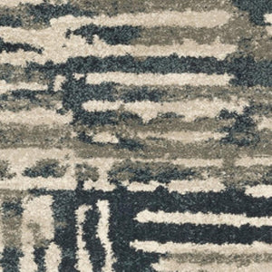 HomeRoots 2' Stylish Blue and Beige Abstract Power Loom Runner Rug - Stain Resistant for High-Traffic Areas 2'3" x 7'6" 508646