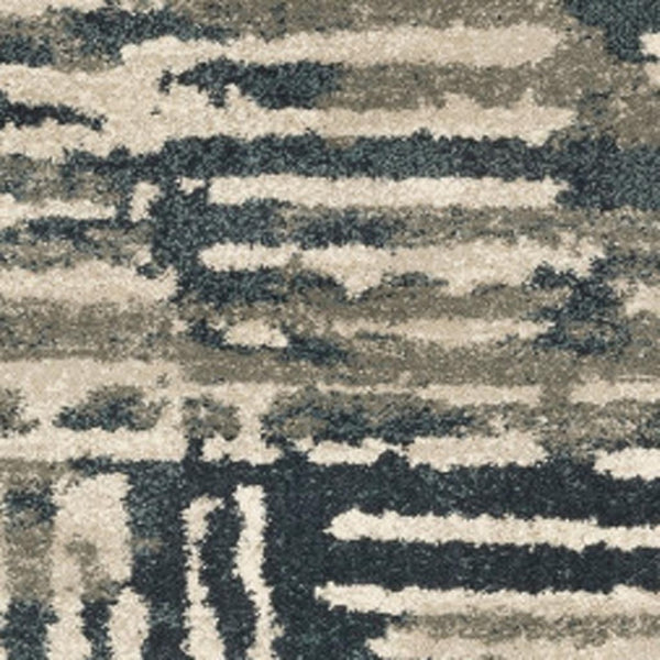 HomeRoots 2' Stylish Blue and Beige Abstract Power Loom Runner Rug - Stain Resistant for High-Traffic Areas 2'3" x 7'6" 508646