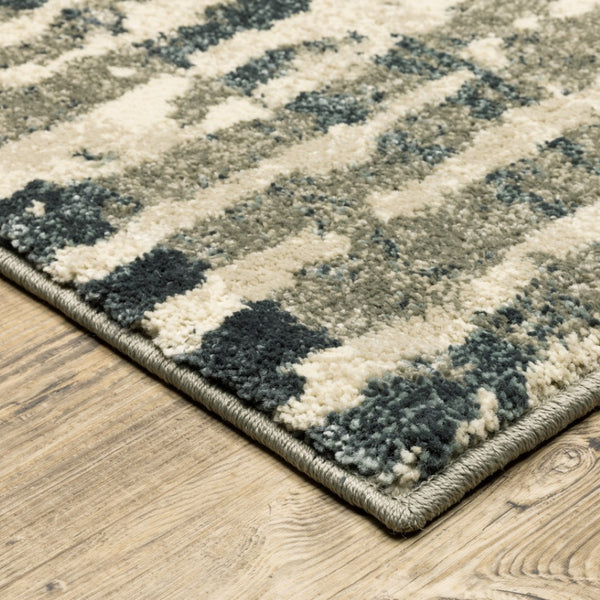 HomeRoots 2' Stylish Blue and Beige Abstract Power Loom Runner Rug - Stain Resistant for High-Traffic Areas 4' X 6' 508648