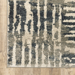 HomeRoots 2' Stylish Blue and Beige Abstract Power Loom Runner Rug - Stain Resistant for High-Traffic Areas 4' X 6' 508648