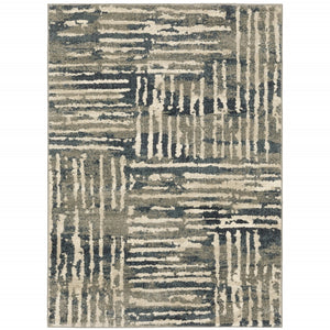HomeRoots 2' Stylish Blue and Beige Abstract Power Loom Runner Rug - Stain Resistant for High-Traffic Areas 5' X 7' 508649