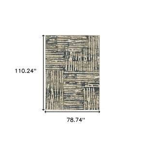 HomeRoots 2' Stylish Blue and Beige Abstract Power Loom Runner Rug - Stain Resistant for High-Traffic Areas 7' X 9' 508650