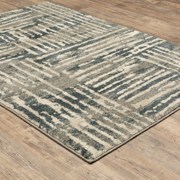 HomeRoots 2' Stylish Blue and Beige Abstract Power Loom Runner Rug - Stain Resistant for High-Traffic Areas 7' X 9' 508650