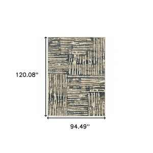 HomeRoots 2' Stylish Blue and Beige Abstract Power Loom Runner Rug - Stain Resistant for High-Traffic Areas 8' X 10' 508651