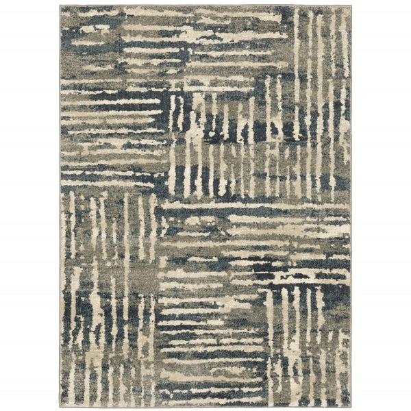 HomeRoots 2' Stylish Blue and Beige Abstract Power Loom Runner Rug - Stain Resistant for High-Traffic Areas 10' X 13' 508652