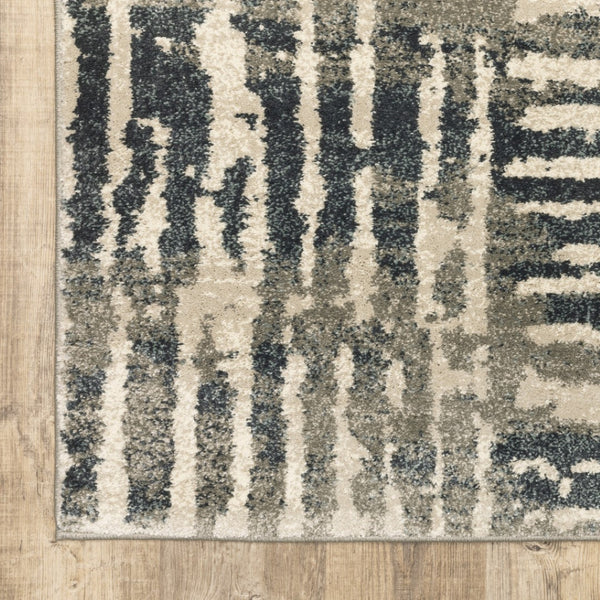 HomeRoots 2' Stylish Blue and Beige Abstract Power Loom Runner Rug - Stain Resistant for High-Traffic Areas 10' X 13' 508652