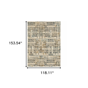 HomeRoots 2' Beige Grey Blues Orange Yellow Ivory Abstract Power Loom Runner Rug - Stain Resistant & Stylish 10' X 13' 508659