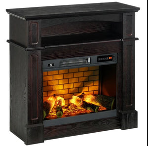 English Elm Fireplace Electric Mantel Cabinet with Realistic Led Log Flame for Living Spaces T3971P416102