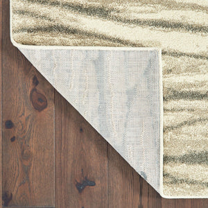 HomeRoots 2' Elegant Ivory Sand and Ash Abstract Runner Rug - Stain Resistant, Ideal for Busy Households 4' X 6' 508662