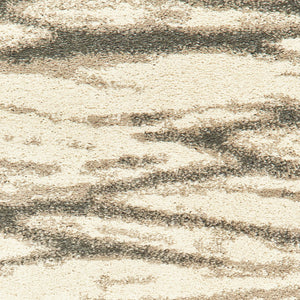 HomeRoots 2' Elegant Ivory Sand and Ash Abstract Runner Rug - Stain Resistant, Ideal for Busy Households 8' X 10' 508665