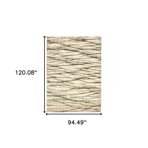 HomeRoots 2' Elegant Ivory Sand and Ash Abstract Runner Rug - Stain Resistant, Ideal for Busy Households 8' X 10' 508665