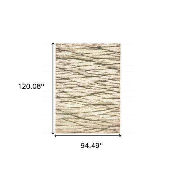 HomeRoots 2' Elegant Ivory Sand and Ash Abstract Runner Rug - Stain Resistant, Ideal for Busy Households 8' X 10' 508665