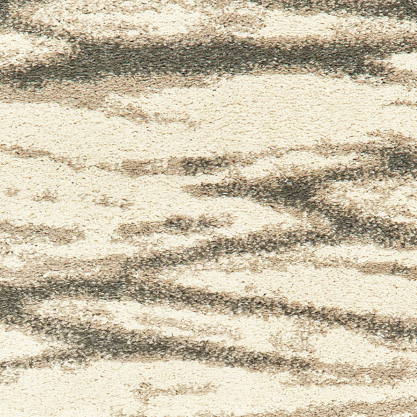 HomeRoots 2' Elegant Ivory Sand and Ash Abstract Runner Rug - Stain Resistant, Ideal for Busy Households 10' X 13' 508666