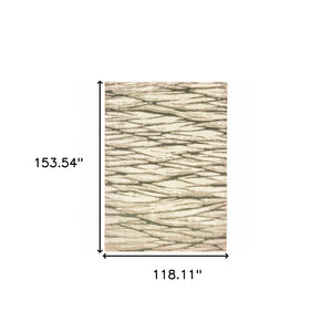 HomeRoots 2' Elegant Ivory Sand and Ash Abstract Runner Rug - Stain Resistant, Ideal for Busy Households 10' X 13' 508666