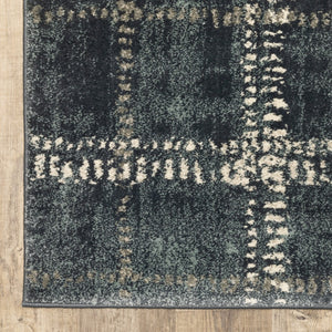 HomeRoots 2' Blue and Ivory Geometric Power Loom Runner Rug – Stain-Resistant, Durable, Perfect for High Traffic Areas 2'3" x 7'6" 508678