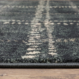 HomeRoots 2' Blue and Ivory Geometric Power Loom Runner Rug – Stain-Resistant, Durable, Perfect for High Traffic Areas 4' X 6' 508680
