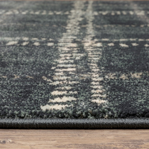HomeRoots 2' Blue and Ivory Geometric Power Loom Runner Rug – Stain-Resistant, Durable, Perfect for High Traffic Areas 7' X 9' 508682