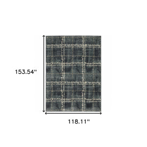HomeRoots 2' Blue and Ivory Geometric Power Loom Runner Rug – Stain-Resistant, Durable, Perfect for High Traffic Areas 10' X 13' 508684