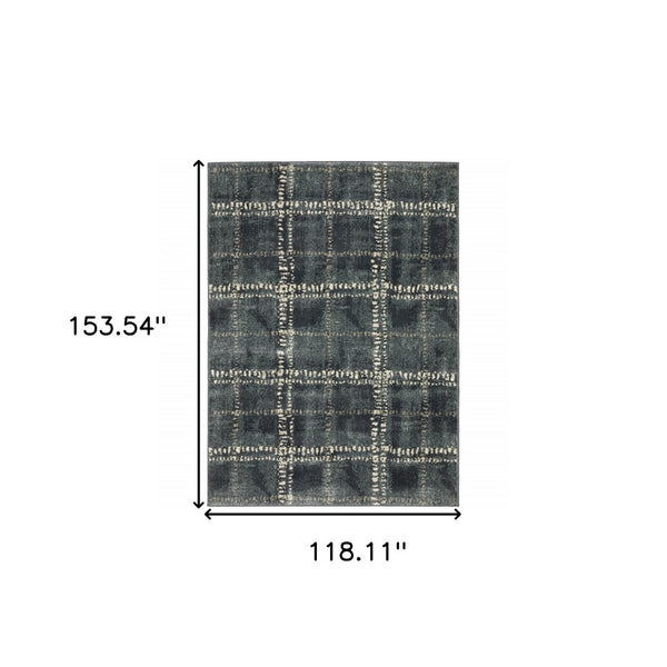 HomeRoots 2' Blue and Ivory Geometric Power Loom Runner Rug – Stain-Resistant, Durable, Perfect for High Traffic Areas 10' X 13' 508684