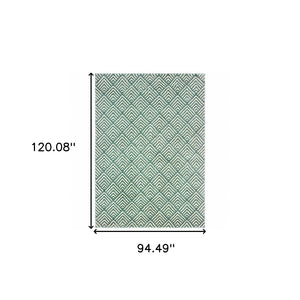 HomeRoots 2' Foam Blue and Ivory Geometric Runner Rug – Stain-Resistant, Durable, Perfect for High-Traffic Areas 8' X 10' 508690