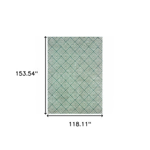 HomeRoots 2' Foam Blue and Ivory Geometric Runner Rug – Stain-Resistant, Durable, Perfect for High-Traffic Areas 10' X 13' 508691