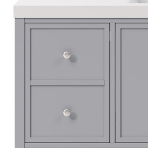 English Elm 60" Freestanding Bathroom Vanity Fluted Fronts Soft Close Drawers Drop-in Sink Blue Gray N817P404100B