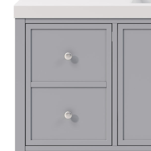 English Elm 60" Freestanding Bathroom Vanity Fluted Fronts Soft Close Drawers Drop-in Sink Blue Gray N817P404100B