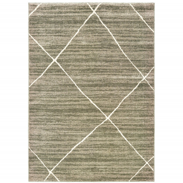 HomeRoots 2' Grey and Ivory Geometric Runner Rug - Power-Loomed, Stain-Resistant Design for High-Traffic Areas 4' X 6' 508701