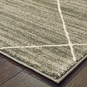 HomeRoots 2' Grey and Ivory Geometric Runner Rug - Power-Loomed, Stain-Resistant Design for High-Traffic Areas 8' X 10' 508704