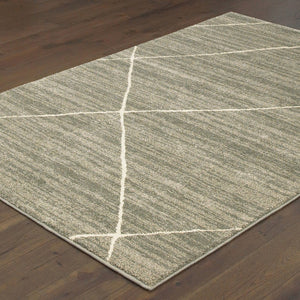 HomeRoots 2' Grey and Ivory Geometric Runner Rug - Power-Loomed, Stain-Resistant Design for High-Traffic Areas 8' X 10' 508704