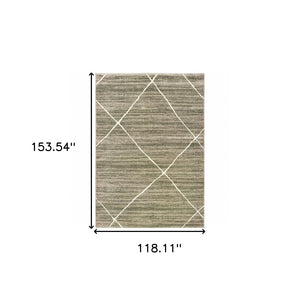 HomeRoots 2' Grey and Ivory Geometric Runner Rug - Power-Loomed, Stain-Resistant Design for High-Traffic Areas 10' X 13' 508705