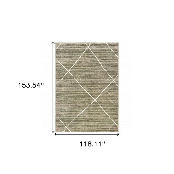 HomeRoots 2' Grey and Ivory Geometric Runner Rug - Power-Loomed, Stain-Resistant Design for High-Traffic Areas 10' X 13' 508705