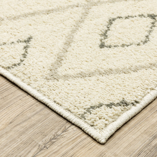 HomeRoots 2' Modern Geometric Sand Ash Grey and Ivory Stain-Resistant Runner Rug for High-Traffic Spaces 2'3" x 7'6" 508706
