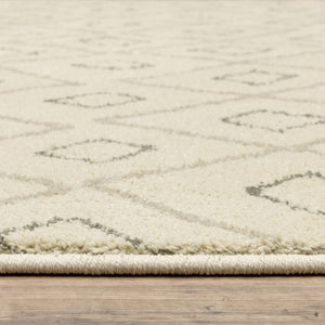 HomeRoots 2' Modern Geometric Sand Ash Grey and Ivory Stain-Resistant Runner Rug for High-Traffic Spaces 2'3" x 7'6" 508706
