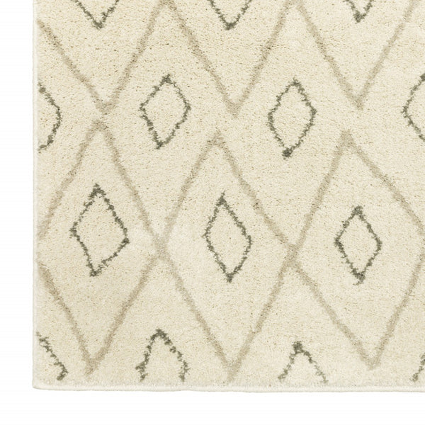 HomeRoots 2' Modern Geometric Sand Ash Grey and Ivory Stain-Resistant Runner Rug for High-Traffic Spaces 2'3" x 7'6" 508706