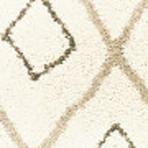HomeRoots 2' Modern Geometric Sand Ash Grey and Ivory Stain-Resistant Runner Rug for High-Traffic Spaces 7' X 9' 508710