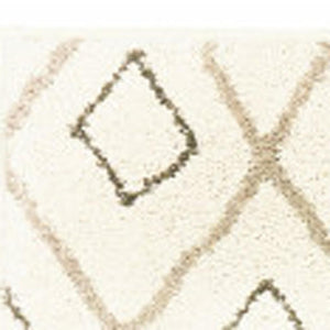 HomeRoots 2' Modern Geometric Sand Ash Grey and Ivory Stain-Resistant Runner Rug for High-Traffic Spaces 7' X 9' 508710