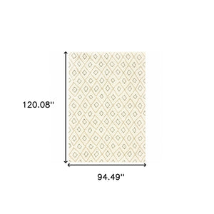 HomeRoots 2' Modern Geometric Sand Ash Grey and Ivory Stain-Resistant Runner Rug for High-Traffic Spaces 8' X 10' 508711