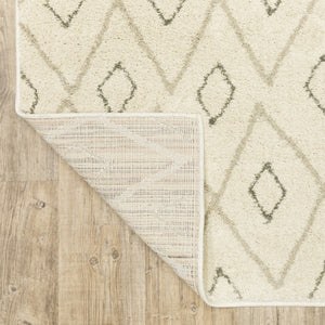 HomeRoots 2' Modern Geometric Sand Ash Grey and Ivory Stain-Resistant Runner Rug for High-Traffic Spaces 8' X 10' 508711