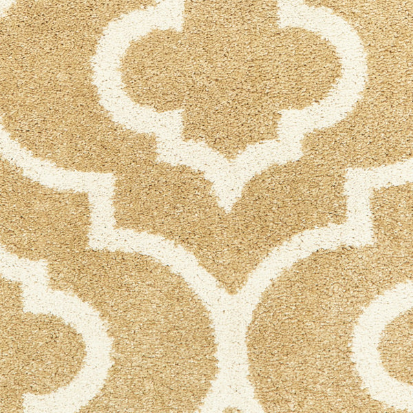 HomeRoots 2' Elegant Gold and Ivory Geometric Runner Rug - Durable, Stain-Resistant, Modern Design for Hallways 7' X 9' 508717