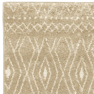 HomeRoots 8' Sand and Ivory Geometric Runner Rug – Stylish, Durable, Perfect for High-Traffic Areas and Entryways 2'3" x 7'6" 508720