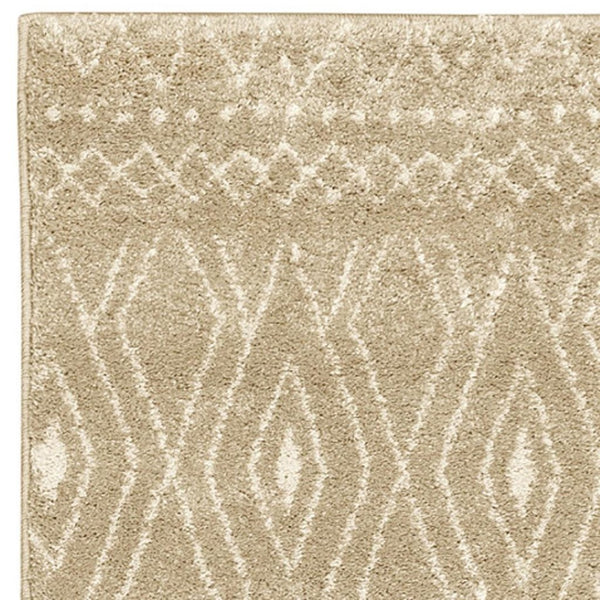 HomeRoots 8' Sand and Ivory Geometric Runner Rug – Stylish, Durable, Perfect for High-Traffic Areas and Entryways 2'3" x 7'6" 508720