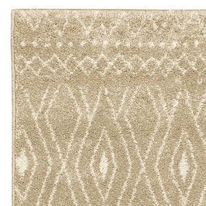 HomeRoots 8' Sand and Ivory Geometric Runner Rug – Stylish, Durable, Perfect for High-Traffic Areas and Entryways 2'3" x 7'6" 508720