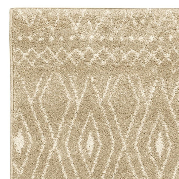 HomeRoots 8' Sand and Ivory Geometric Runner Rug – Stylish, Durable, Perfect for High-Traffic Areas and Entryways 2'3" x 7'6" 508720