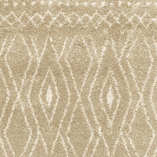 HomeRoots 8' Sand and Ivory Geometric Runner Rug – Stylish, Durable, Perfect for High-Traffic Areas and Entryways 2'3" x 7'6" 508720