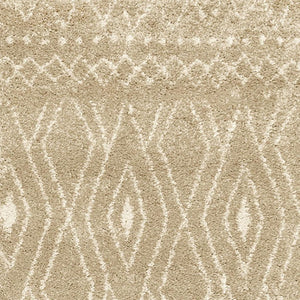 HomeRoots 8' Sand and Ivory Geometric Runner Rug – Stylish, Durable, Perfect for High-Traffic Areas and Entryways 2'3" x 7'6" 508720